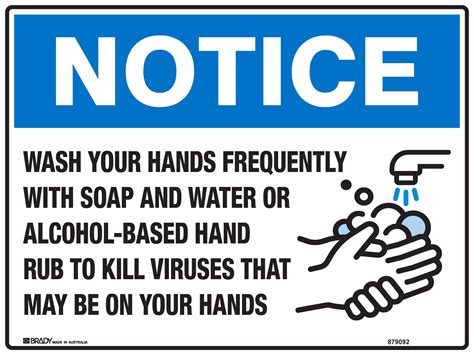 Covid-19 Sign: NOTICE, Wash Your Hands Frequently to Kill Germs