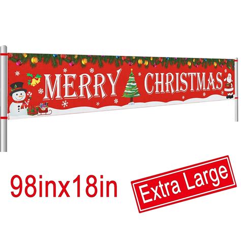 Large Merry Christmas Banner | Outdoor Red Christmas Banner Decorations ...