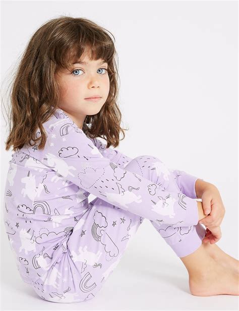 Cotton Pyjamas with Stretch (1-7 Years) | M&S | Girls nightwear, Beautiful little girls, Cotton ...