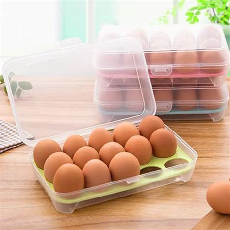 15 grid egg storage box food container keep eggs fresh refrigerator organizer kitchen storage ...