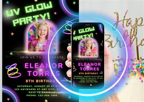 UV Glow Party Birthday Invitation Glow Invitation Glow Party - Etsy