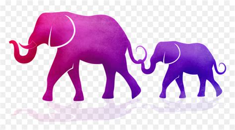 Silhouette Of Elephant Family, HD Png Download - vhv