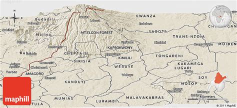 Shaded Relief Panoramic Map of BUNGOMA