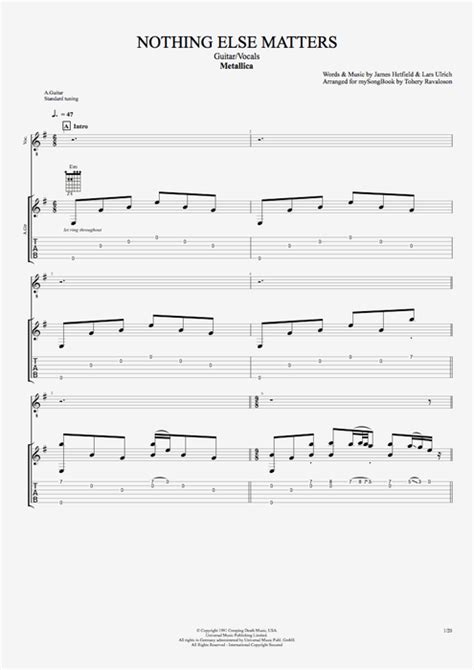 Nothing Else Matters Tab by Metallica (Guitar Pro) - Guitar & Vocals | mySongBook