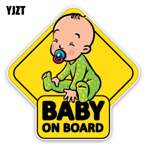 YJZT 14.7*14.7CM Car Sticker Lovely Cartoon BABY ON BOARD Colored ...