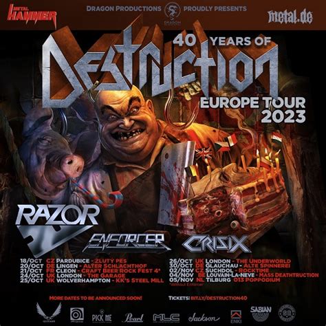 DESTRUCTION, RAZOR, ENFORCER, CRISIX - „40 Years Of DESTRUCTION" Europe Tour 2023 - Obliveon