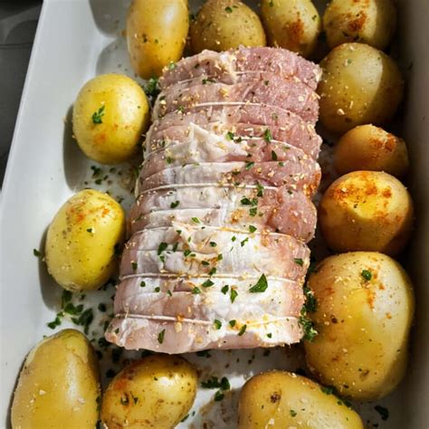 Roast pork loin and potatoes