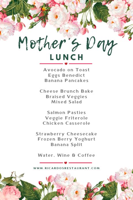 Mother's Day Lunch Menu Template | PosterMyWall