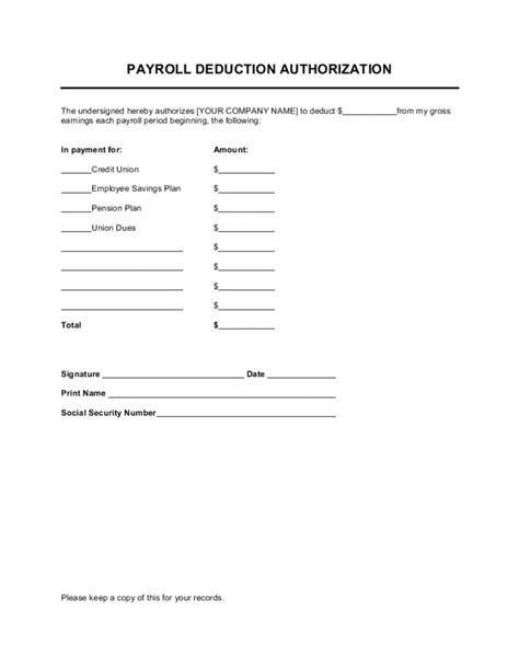 Browse Our Image of Employee Payroll Deduction Form Template | Payroll ...