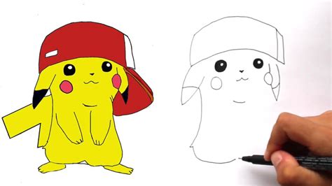 How to Draw Pikachu With Ash's Hat Step by Step - YouTube