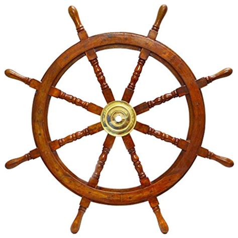 Brass Nautical - Large 42 inches Wooden Ship Wheel Wall Decor Nautical Marine Decoration for ...