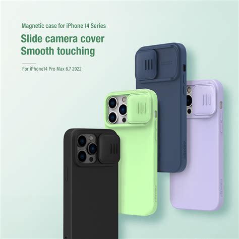 NILLKIN CamShield Silky Magnetic Silicone Slide Cover Camera Protection Case For iPhone 14 Pro Max