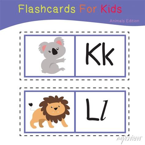 Vector set of flashcards for kids with cute animal themes. alphabet canvas prints for the wall ...