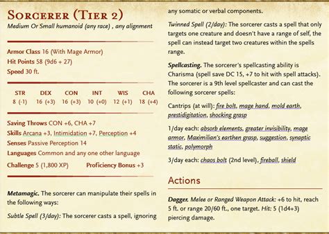 Sorcerers NPCs & How to Use Them for EVERY Tier of Play — Empty Hexes: 5e Content for DMs