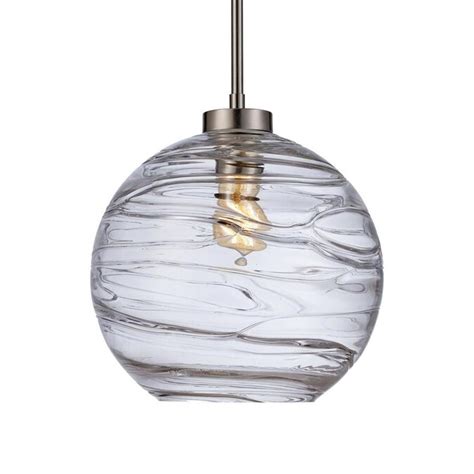 Lucid Lighting Brushed Nickel Modern/Contemporary Art Glass Bowl Pendant Light in the Pendant ...