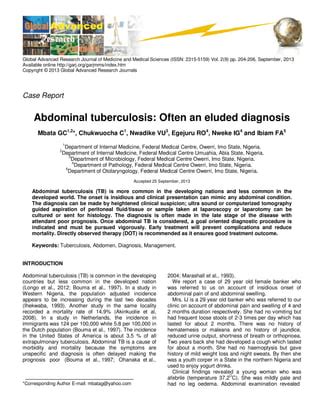 Abdominal TB Diagnosis Eluded | PDF