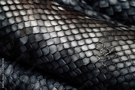 a close up of a snake skin textured with black and white colors, with a black background and a ...