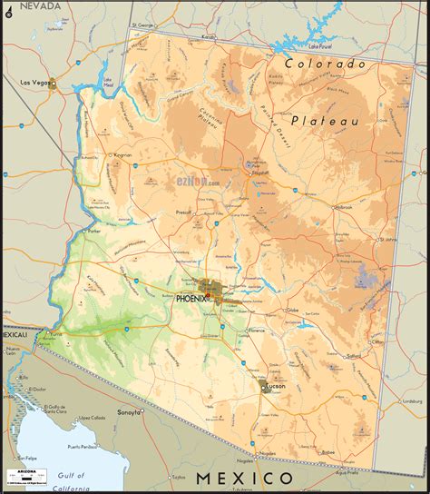 Physical Map Of Arizona | Images and Photos finder