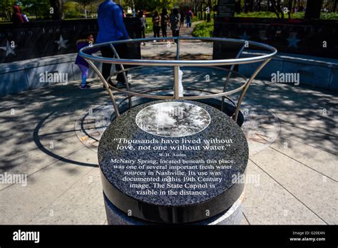 The McNairy Spring memorial fountain with W.H. Auden quote at Tennessee Bicentennial Capitol ...