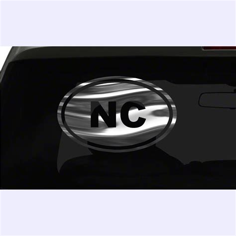 NC Sticker North Carolina State oval euro chrome & regular vinyl color choices - CustoMonsterDesigns