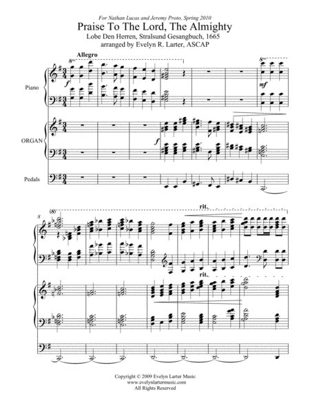 Praise To The Lord, The Almighty Sheet Music | Stralsund Gesangbuch ...