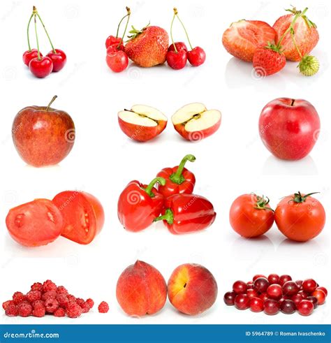 Set Of Red Fruits, Berries And Vegetables Royalty Free Stock Images - Image: 5964789