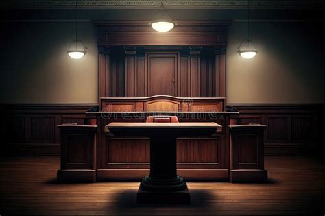 Empty Courtroom, Wooden Interior Decoration. Generative AI Stock Illustration - Illustration of ...