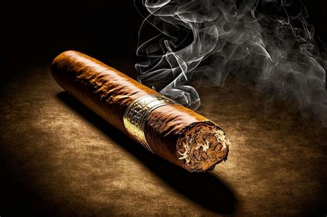 Premium Photo | Smoke emanating from lit havana cigar on dark background