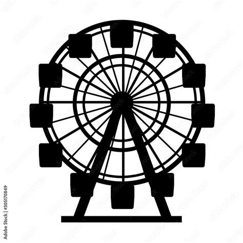 Silhouette Black Color Ferris Wheel Attraction. Vector Stock Vector ...