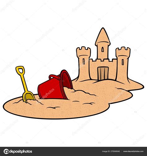 Beach Sand Castle Cartoon Illustration Beach Sand Castle Stock Vector ...