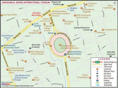 Jawaharlal Nehru International Stadium Map, Kochi | Location of Jawaharlal Nehru International ...