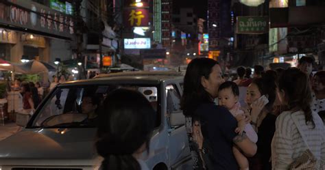 Chinatown at night, Bangkok 28840802 Stock Video at Vecteezy