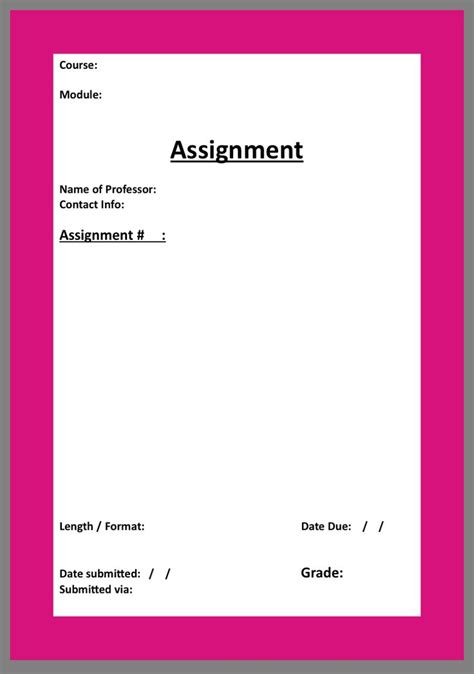 Pin by Summerguilmette on School | Note writing paper, Assignment cover, Cover template