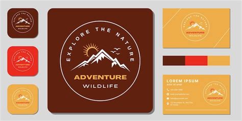 Premium Vector | Mountain line logo and business card design