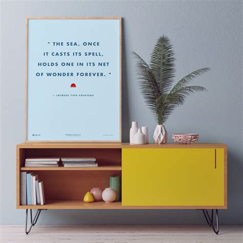 Jacques Cousteau Quote Printable Inspirational Quote Wes Anderson Scuba Calypso Home Decor the ...