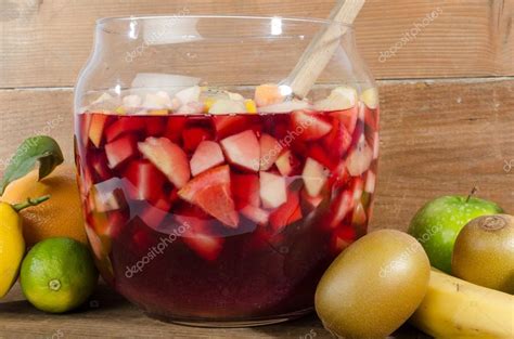 Sangria punch bowl with fruits Stock Photo by ©thodonal 78212604