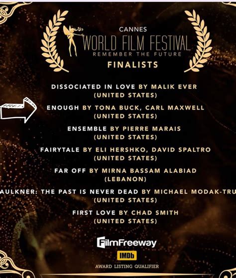 Cannes World Film Festival Finalists | Tona Buck