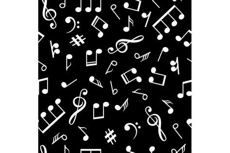 Music notes black pattern. Musical note signs old style background for ...