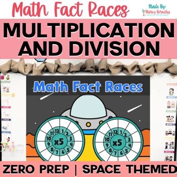 Space Math Fact Fluency Game with Multiplication and Division Practice