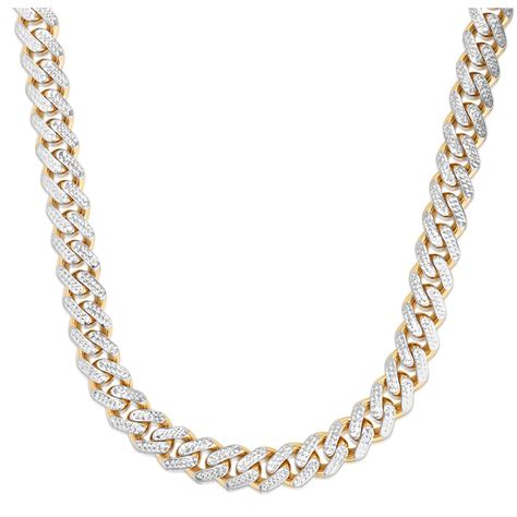 Men's Miami Cuban Link Chain In 14K Yellow White Gold, 24 ...