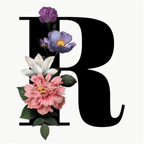 Classic and elegant floral alphabet font letter R transparent png ...