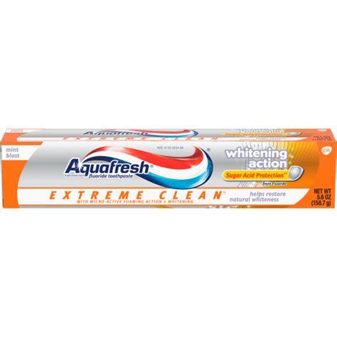 Aquafresh Extreme Clean Whitening Action - Ingredients - Protection ...