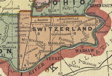 Switzerland County, Indiana, 1908 Map, Vevay