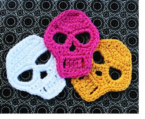 Crochet Skull Pattern Skull Applique Pattern Motif Crochet