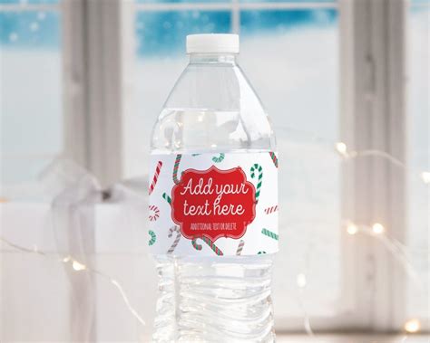 Christmas Water Bottle Label Printable Corjl Editable - Etsy