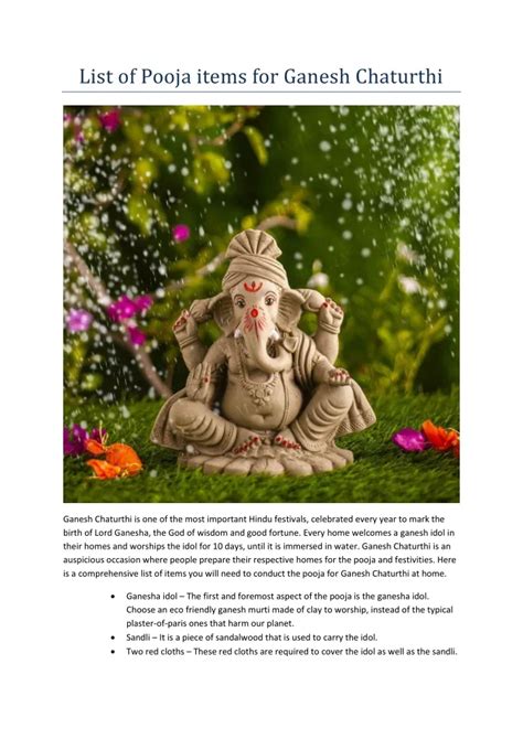 PPT - List of Pooja items for Ganesh Chaturthi PowerPoint Presentation ...