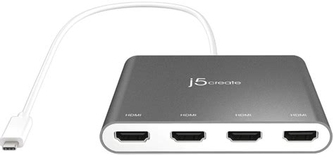 j5create USB-C to 4-port HDMI Multi-Monitor Adapter Silver JCA366 - Best Buy