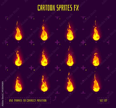 Animation frames or fire sprites Stock Vector | Adobe Stock