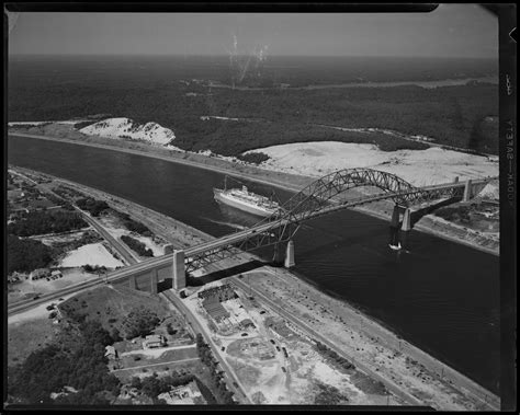 Cape Cod canal, Bourne Bridge, aerial view - Digital Commonwealth