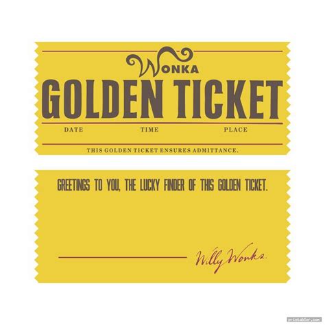 Editable Printable Wonka Golden Ticket | Golden ticket template, Ticket ...